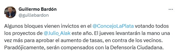 Tenso cruce en redes sociales entre los concejales de La Plata Bardón y NIcoletti: ¿Se replicará en el Concejo Deliberante?