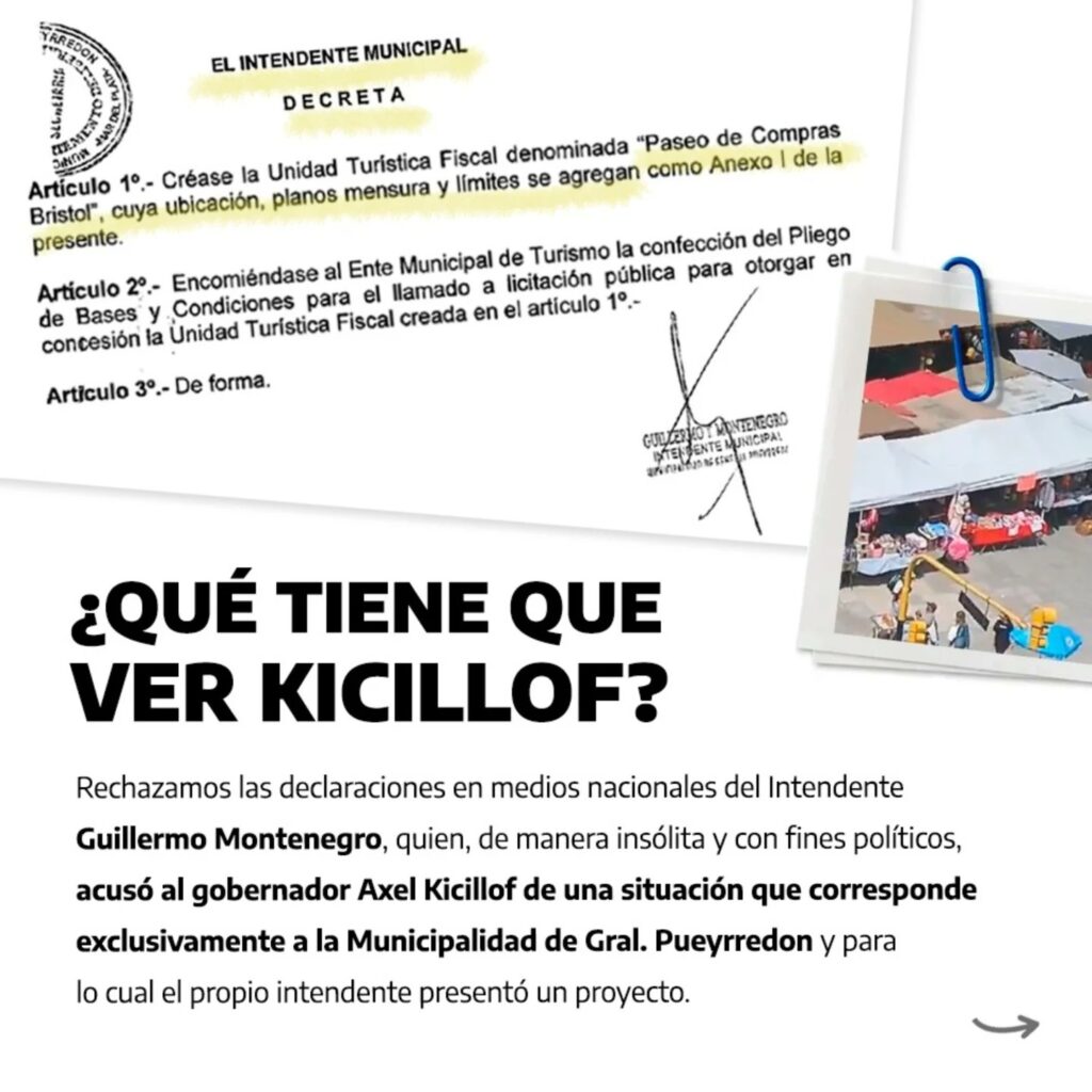 En Mar del Plata UxP cuestionó a Montenegro por la denuncia penal que le realizó a Kicillof por el abandono de la feria de la playa Bristol.