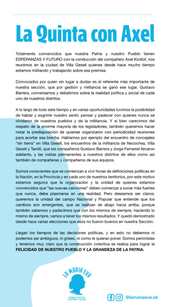 Alrededor de 50 dirigentes de la Quinta sección electoral se reunieron en Villa Gesell para fortalecer la imagen de Axel Kicillof.