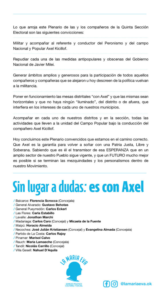 Alrededor de 50 dirigentes de la Quinta sección electoral se reunieron en Villa Gesell para fortalecer la imagen de Axel Kicillof.