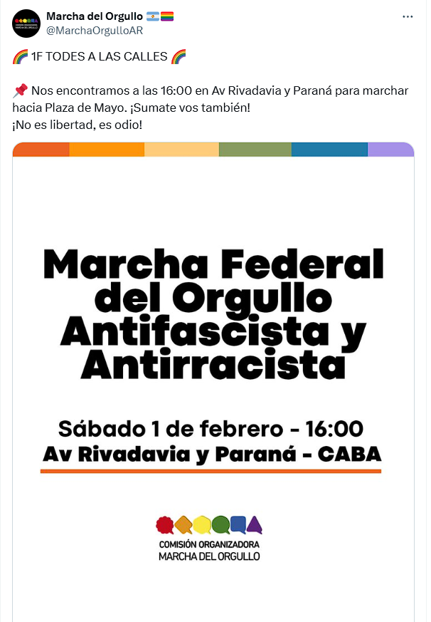 Entérate todos los detalles de la marcha del orgullo antifascista.