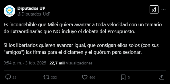 Los diputados nacionales de Unión por la Patria no darán quórum a la sesión que convocó el oficialismo para tratar la eliminación de las PASO.