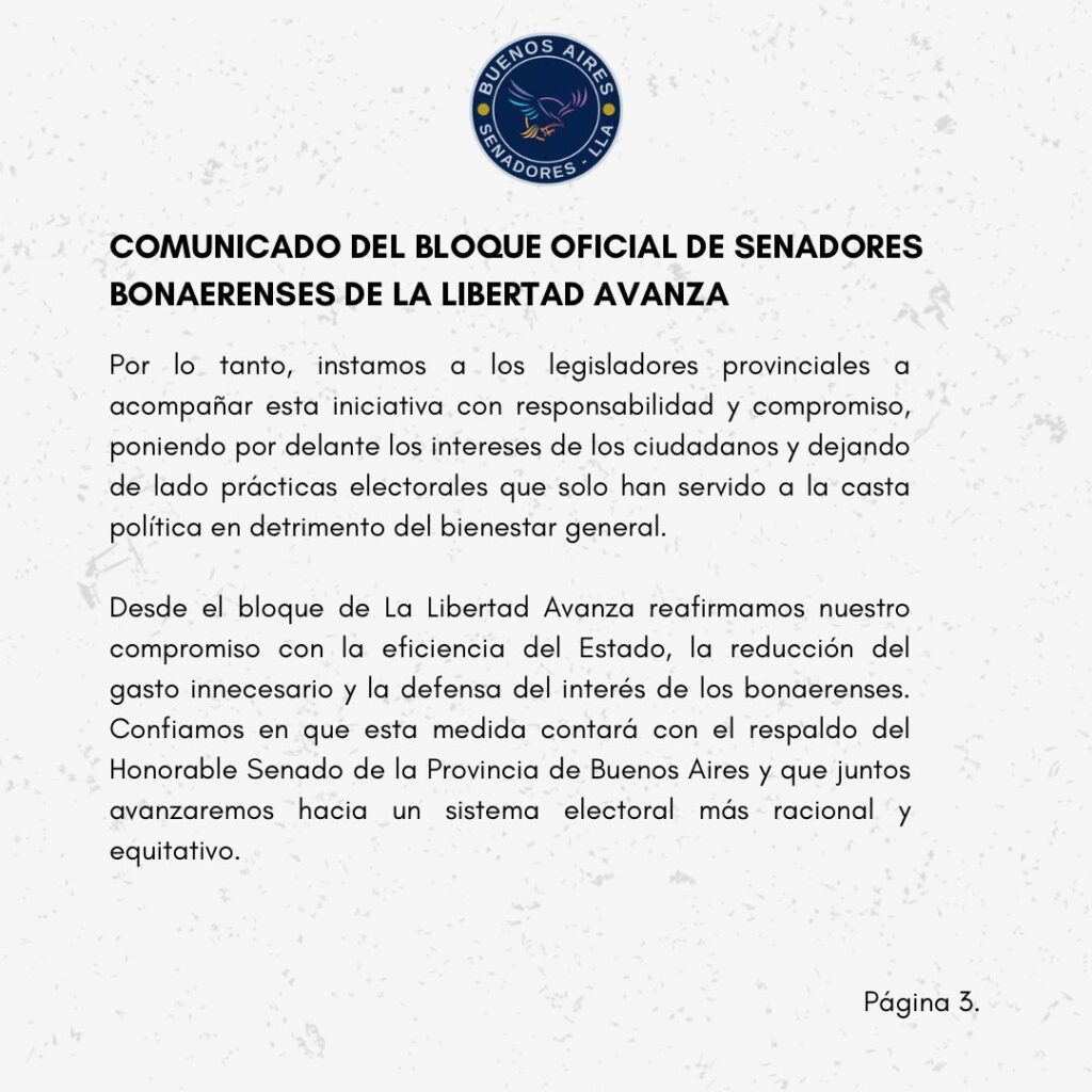 La Libertad Avanza primerea en la Legislatura bonaerense y propone suspender las PASO en la provincia de Buenos Aires para 2025.