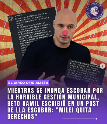 La publicación de La Libertad Avanza Escobar, que fue respondida por Carlos Ramil.