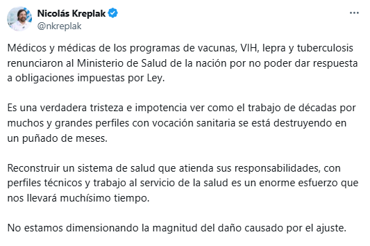El ministro de Salud bonaerense, Nicolás Kreplak, denunció una ola de renuncias en el área de vacunas del Ministerio de Salud de la Nación.