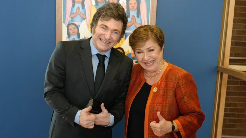 El presidente Javier Milei y la directora gerente del FMI, Kristalina Georgieva.