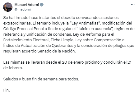 Milei promulgó los proyectos de suspensión de las PASO, de habilitación del juicio en ausencia y de modificación del régimen de reiterancia.