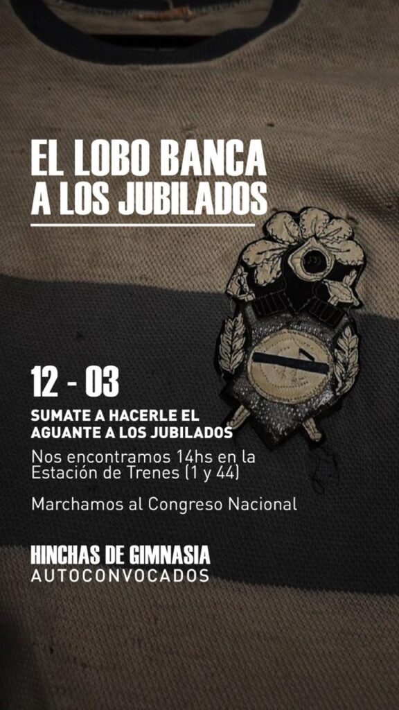 El comunicado de la organización de hinchas de Gimnasia La Plata, que asistirá a la próxima marcha de jubilados.