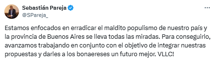 En la antesala del encuentro entre el PRO y la UCR, Cristian Ritondo y Diego Santilli, se reunieron en Casa Rosada con Javier y Karina Milei y Sebastián Pareja. 