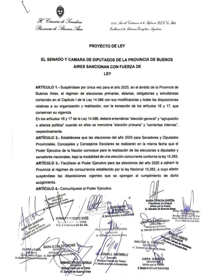 El proyecto completo que ingresó Teresa García para garantizar la concurrencia electoral en la Provincia.