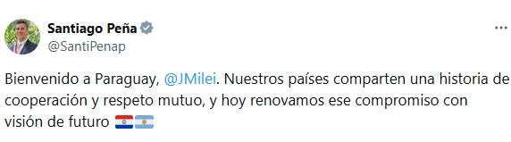 Las palabras del presidente de Paraguay, Santiago Peña, tras la reunión con Milei.