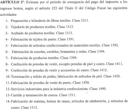 Diputados: las actividades que serían eximidas del pago a los ingresos brutos para el período de un año.