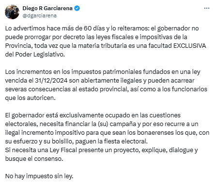 El diputado bonaerense, Diego Garciarena, arremetió contra Kicillof y Girard, por el último aumento que aplicaron sobre los impuestos patrimoniales.