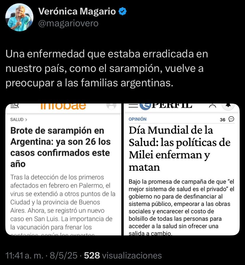 La vicegobernadora bonaerense, Verónica Magario se refirió al rebrote de Sarampión que atraviesa la provincia de Buenos Aires.