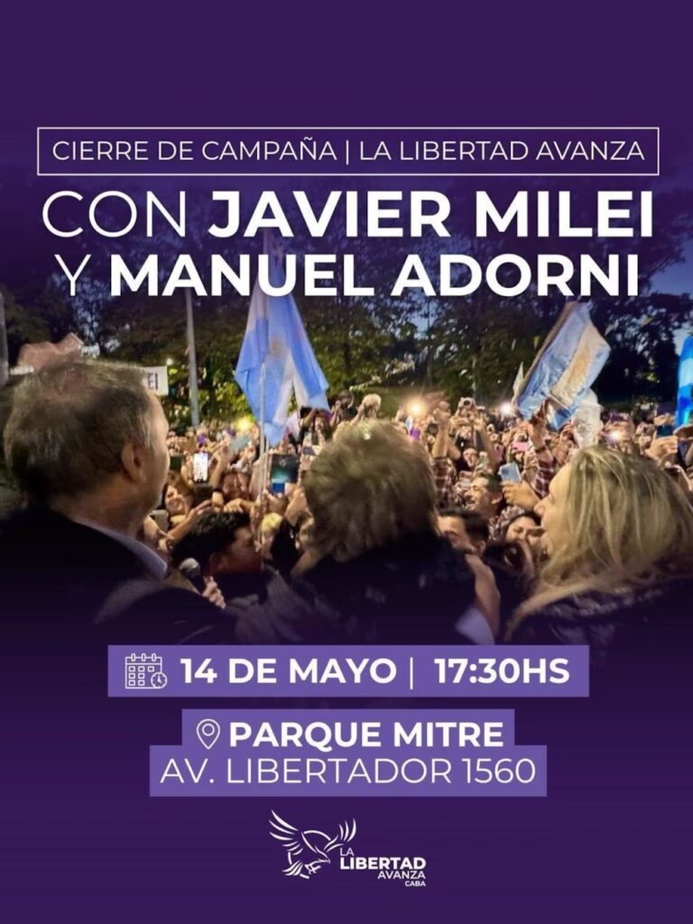 Este miércoles es el cierre de campaña de Adorni en CABA y, según confirmaron, estará acompañado por el Presidente.