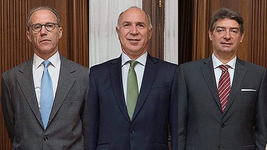 Fllo contra Cristina Kirchner: Ricardo Lorenzetti, Carlos Rosenkrantz y Horacio Rosatti, los tres jueces de la Corte Suprema.
