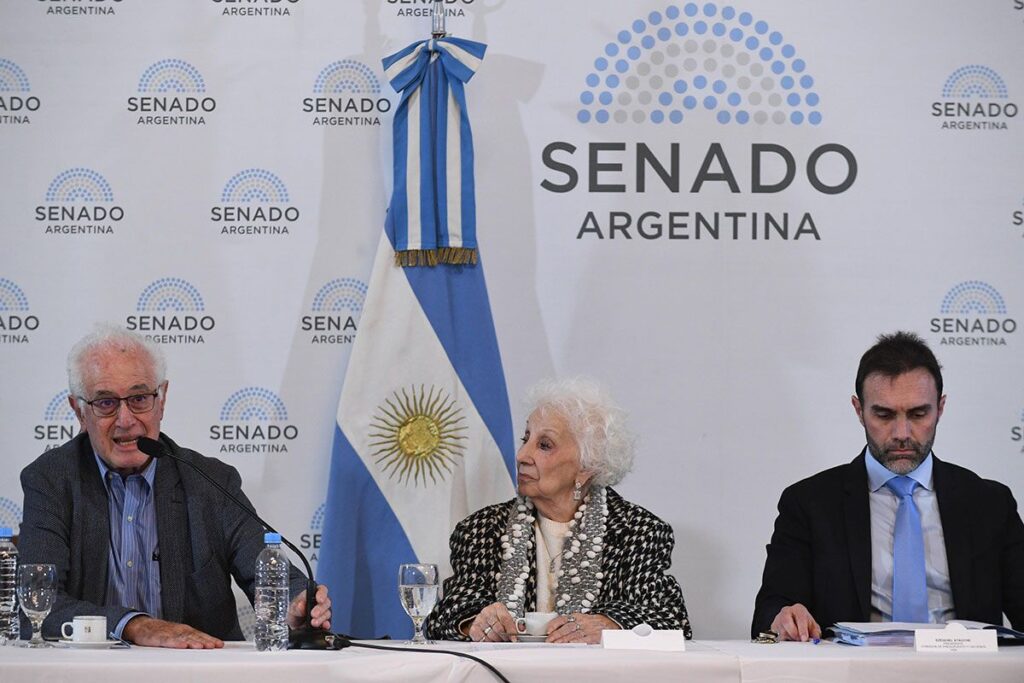 Durante el debate por la Ley Bases, Estela de Carlotto le pidió a los senadores que "no la aprueben" porque pondrían en riesgo el Banco Nacional de Datos Genéticos. 
