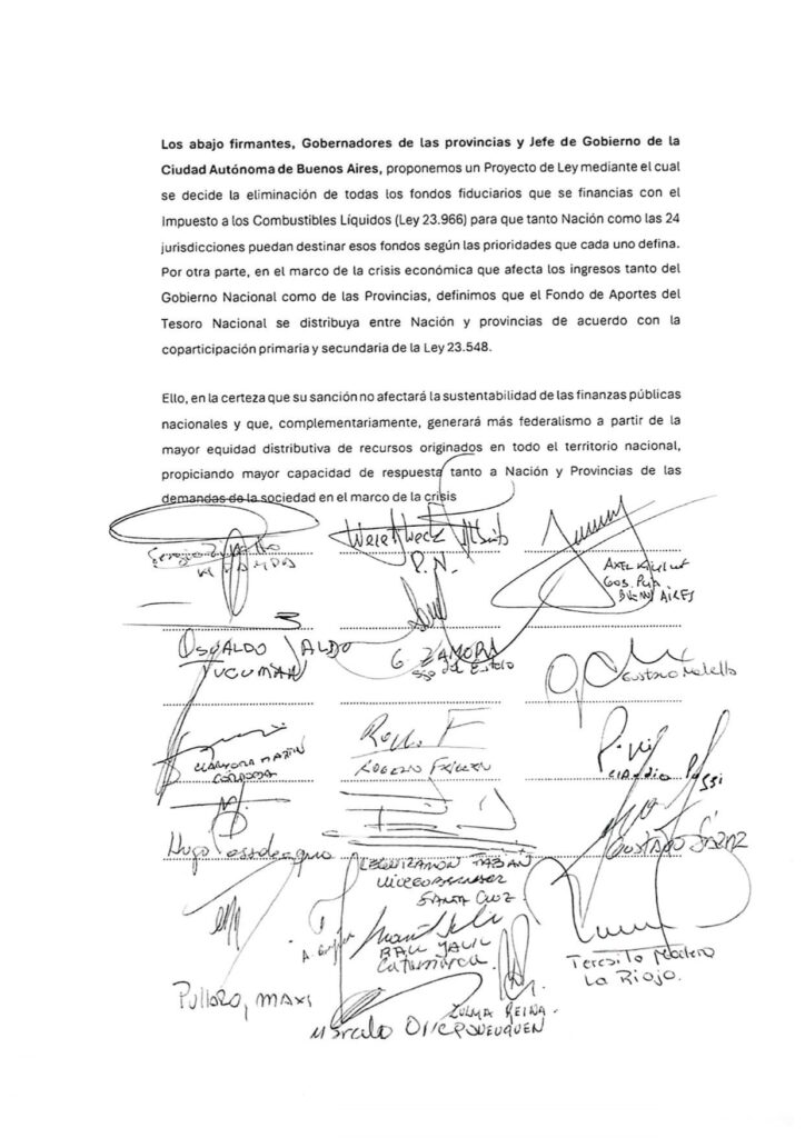 El proyecto de ley que los gobernadores impulsaron en conjunto ante los representantes del Gobierno nacional.