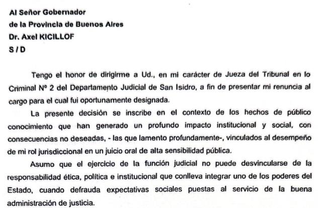 Tras su accionar en el caso Maradona, la jueza Makintach presentó su renuncia como magistrada.