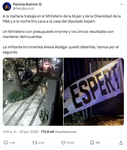 La diputada bonaerense Florencia Retamoso, expresó su repudio al ataque ocurrido el pasado 17 de junio en la vivienda particular de José Luis Espert.