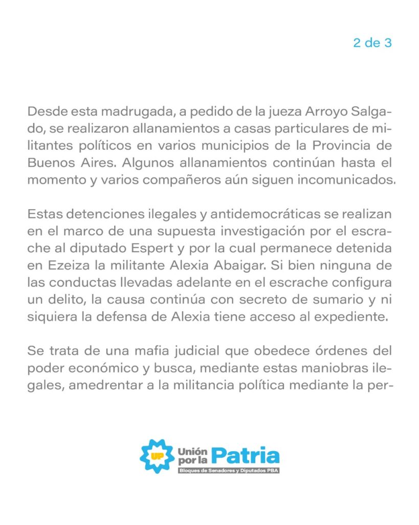 Diputados y senadores de Unión por la Patria apuntaron contra la Justicia y pidieron la liberación de las militantes detenidas por vandalizar la casa de José Luis Espert.