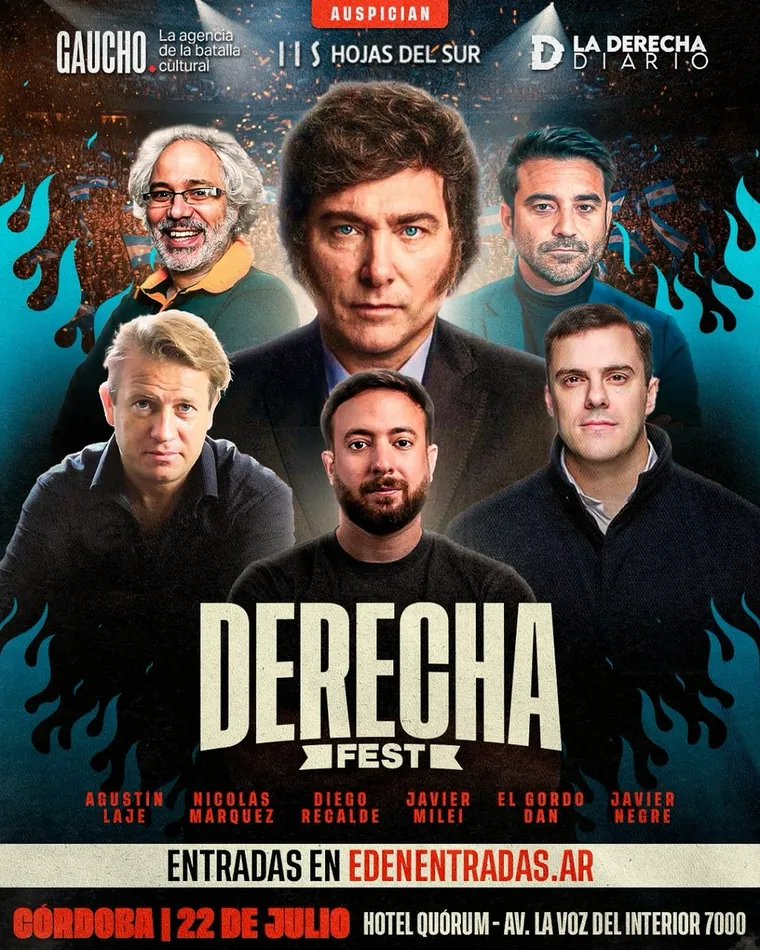 El presidente Javier Milei encabezará el Festival Derecha Fest, que contará con bandas en vivo, feria de libros y debates políticos.