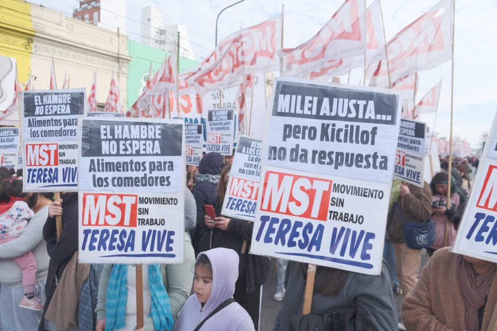 El pasado 10 de julio, el MST con Pacagnini a la cabeza marcharon en reclamo al ajuste de Kicillof.
