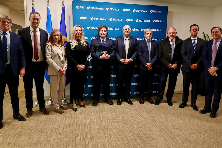 El presidente Javier Milei en el Banco Interamericano en Desarrollo (BID) en Washington. 