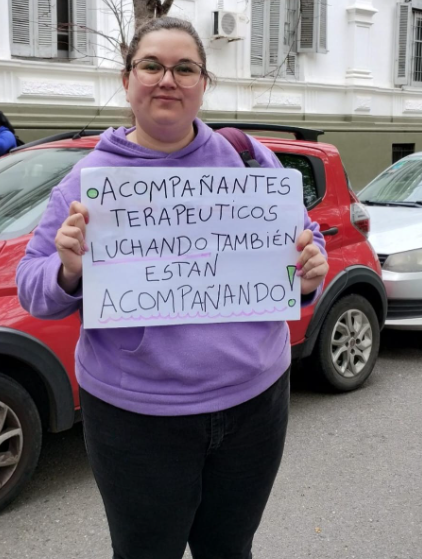 Uno de los mensajes de los acompañantes terapéuticos contra el IOMA.