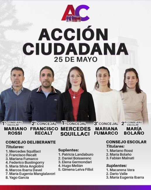 La pareja del intendente de 25 de Mayo, Mercedes Squillaci, lidera la boleta vecinalista.