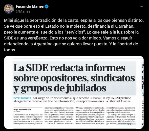 Diputados pidieron interpelar al titular de la SIDE, Sergio Neiffert, mano derecha de Santiago Caputo, por espionaje ilegal.