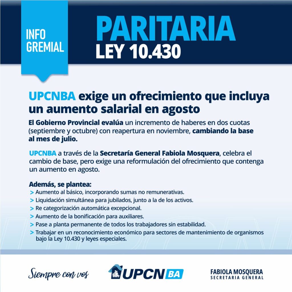 Ante la propuesta del Ejecutivo, los gremios de estatales bonaerenses pidieron que el aumento se aplique a partir de agosto.