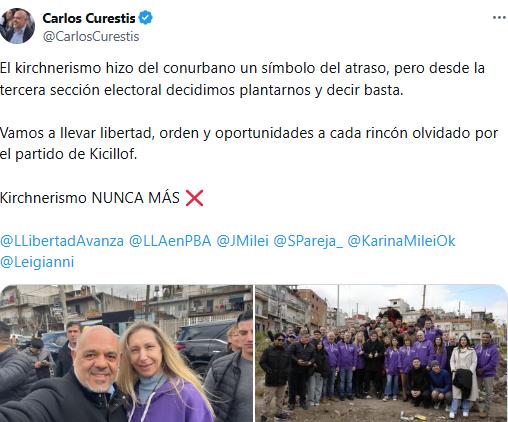 El senador de La Libertad Avanza Carlos Curestis estuvo presente este jueves en la foto de campaña en La Matanza.