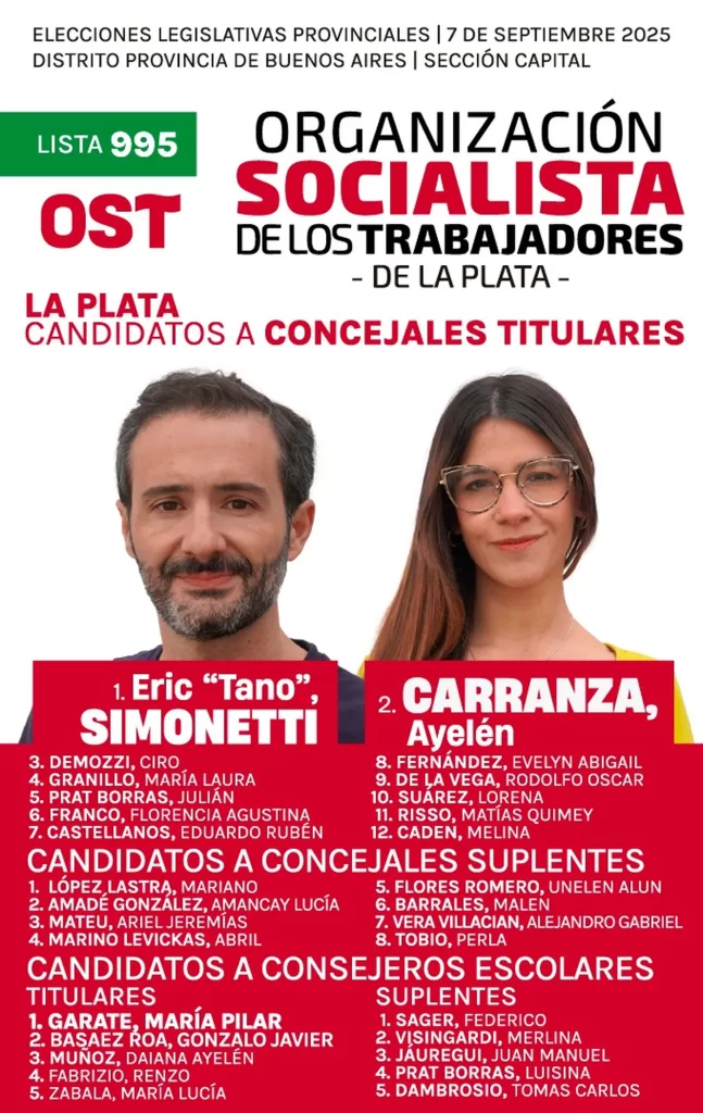 
La Plata: los candidatos de la Organización Socialista de los Trabajadores.