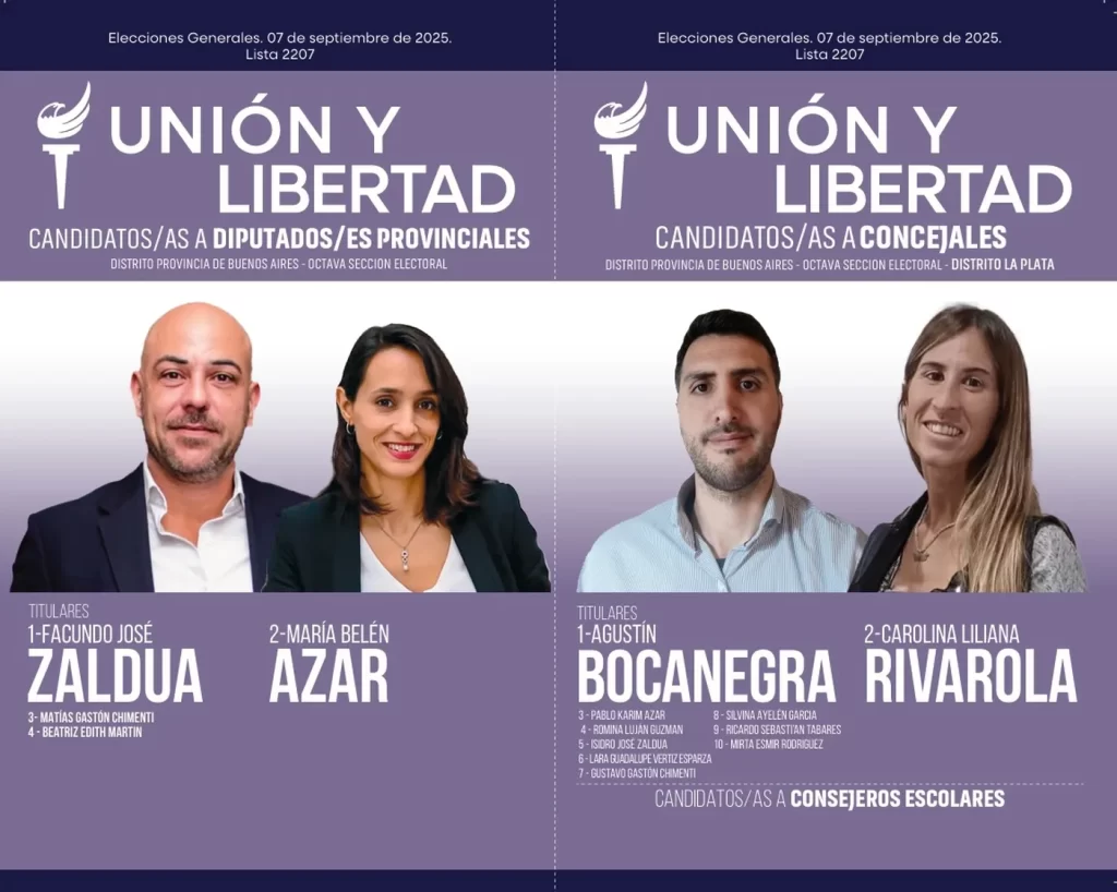 
La Plata: los candidatos de Unión y Libertad.