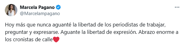 
Antes de llegar al establecimiento para votar, Marcela Pagano se solidarizó con la prensa tras los ataques de Lilia Lemoine.
