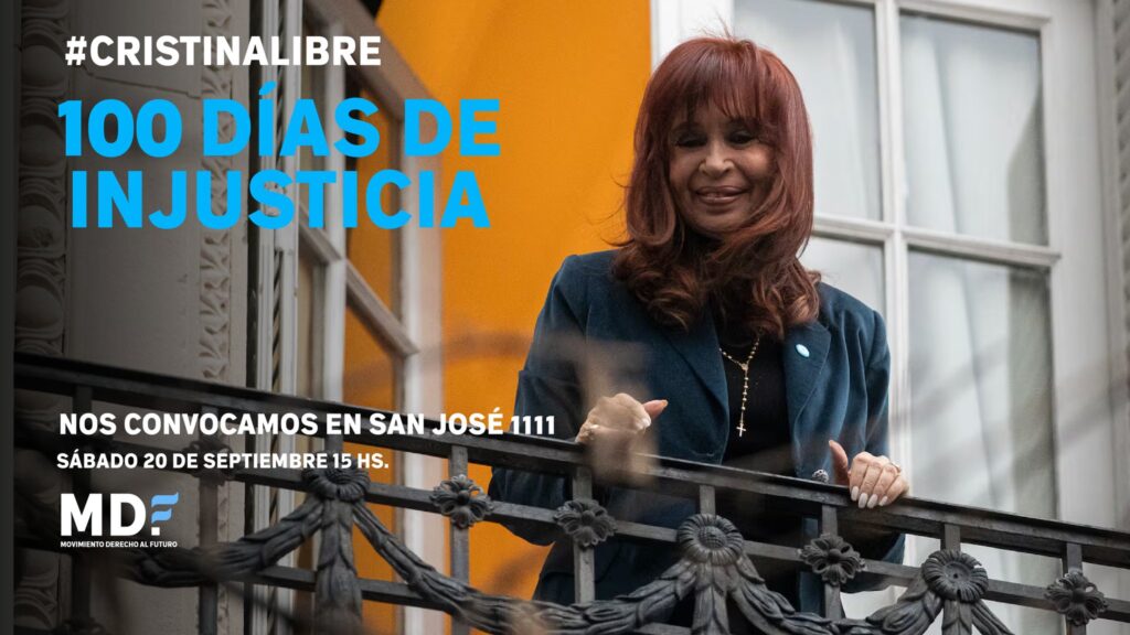 El espacio Movimiento Derecho al Futuro se plegará a la movilización en repudio a la prisión domiciliaria de Cristina Kirchner.