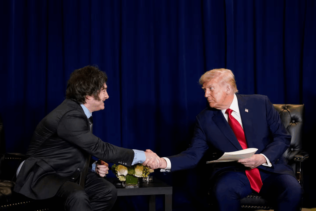 El presidente Javier Milei este martes junto a su par de Estados Unidos, Donald Trump.