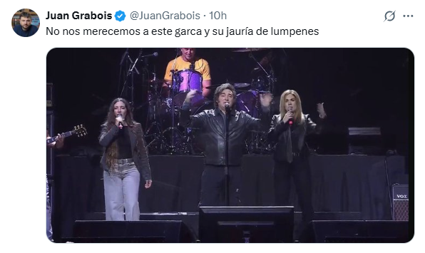El segundo candidato a diputado bonaerense de Fuerza Patria, Juan Grabois, apuntó contra Milei en medio del mega show en el Movistar Arena.