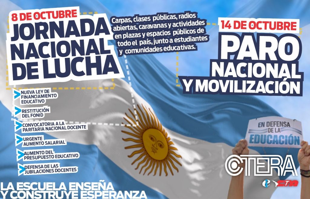 Docentes bonaerenses se plegaron al paro nacional del próximo martes.
