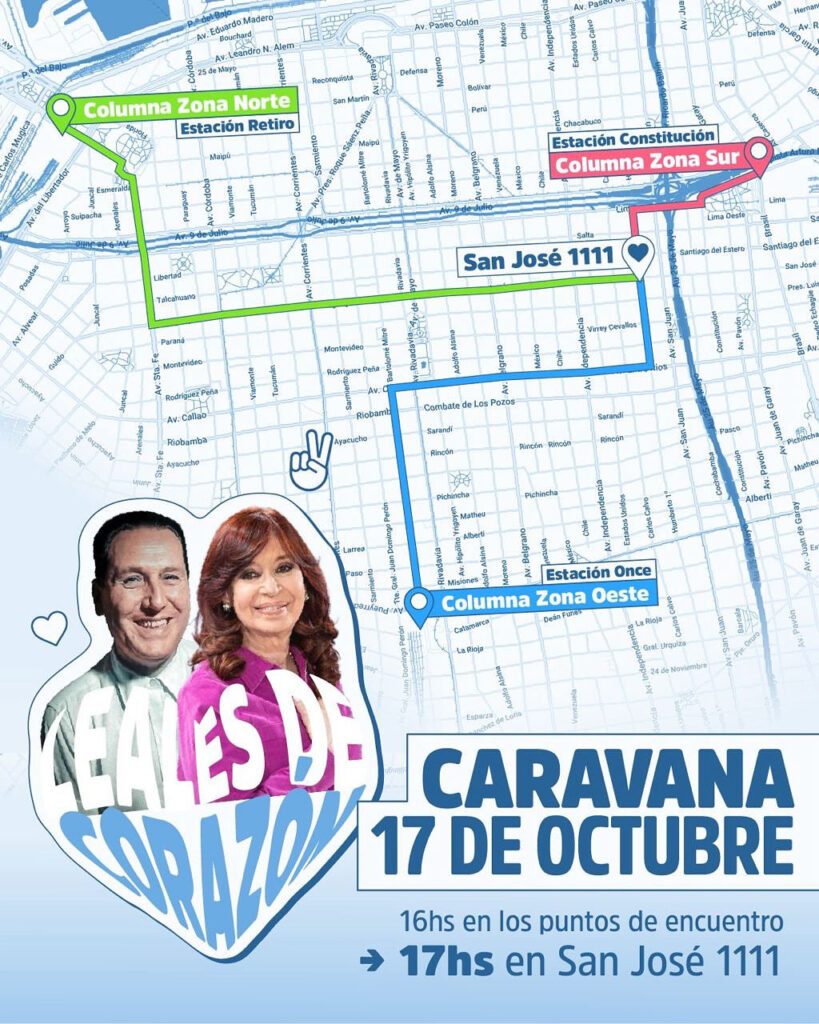 Así serán los recorridos de las caravanas hacia la casa de Cristina Kirchner.