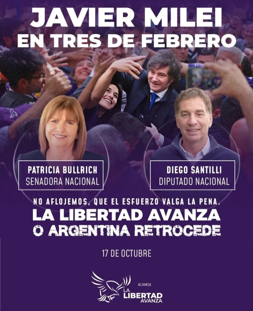 El presidente Javier Milei llega al municipio bonaerense de Tres de Febrero para apuntalar la candidatura de Diego Santilli.  