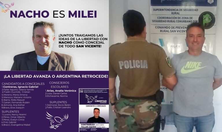 El concejal electo de La Libertad Avanza en San Vicente, Ignacio Contreras, quedó detenido por una causa de violencia de género.