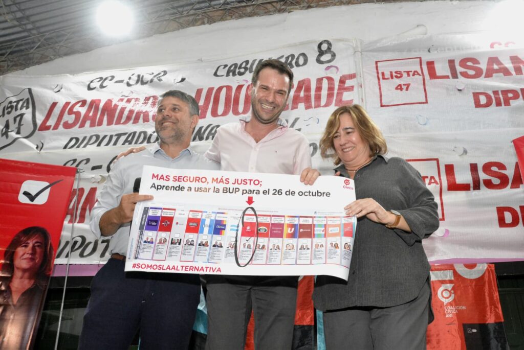 Coalición Cívica: los candidatos Juan Manuel López, Elsa Llenderrozas y Lisandro Hourcade.