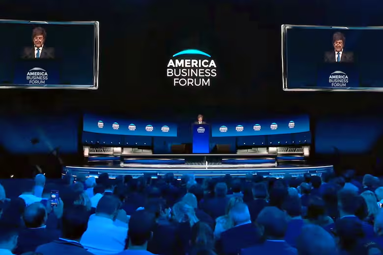 El presidente Javier Milei hablo en el American Business Forum.