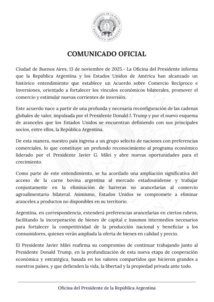 
El Gobierno nacional también celebró el nuevo acuerdo bilateral con Estados Unidos. 