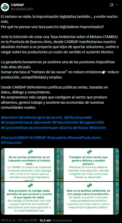 El diputado bonaerense, Luciano Bugallo, salió a cuestionar el proyecto de su par, Lucía Klug, que propone crear la “Tasa Ambiental sobre el Metano en Buenos Aires” .