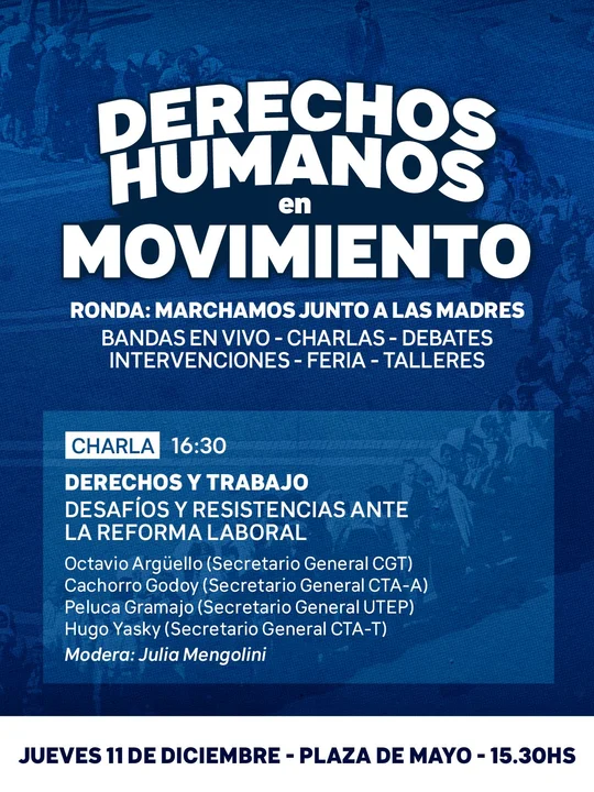 Con motivo del Día de los Derechos Humanos (DDHH), organizaciones sociales, estudiantiles y sindicales encabezan este jueves una jornada por la memoria en Plaza de Mayo.