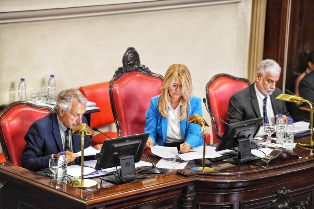 Mónica Macha, Laura Clark y María Rosa Martínez elevaron un proyecto en el Senado bonaerense para manifestar su solidaridad con las mujeres denunciantes.