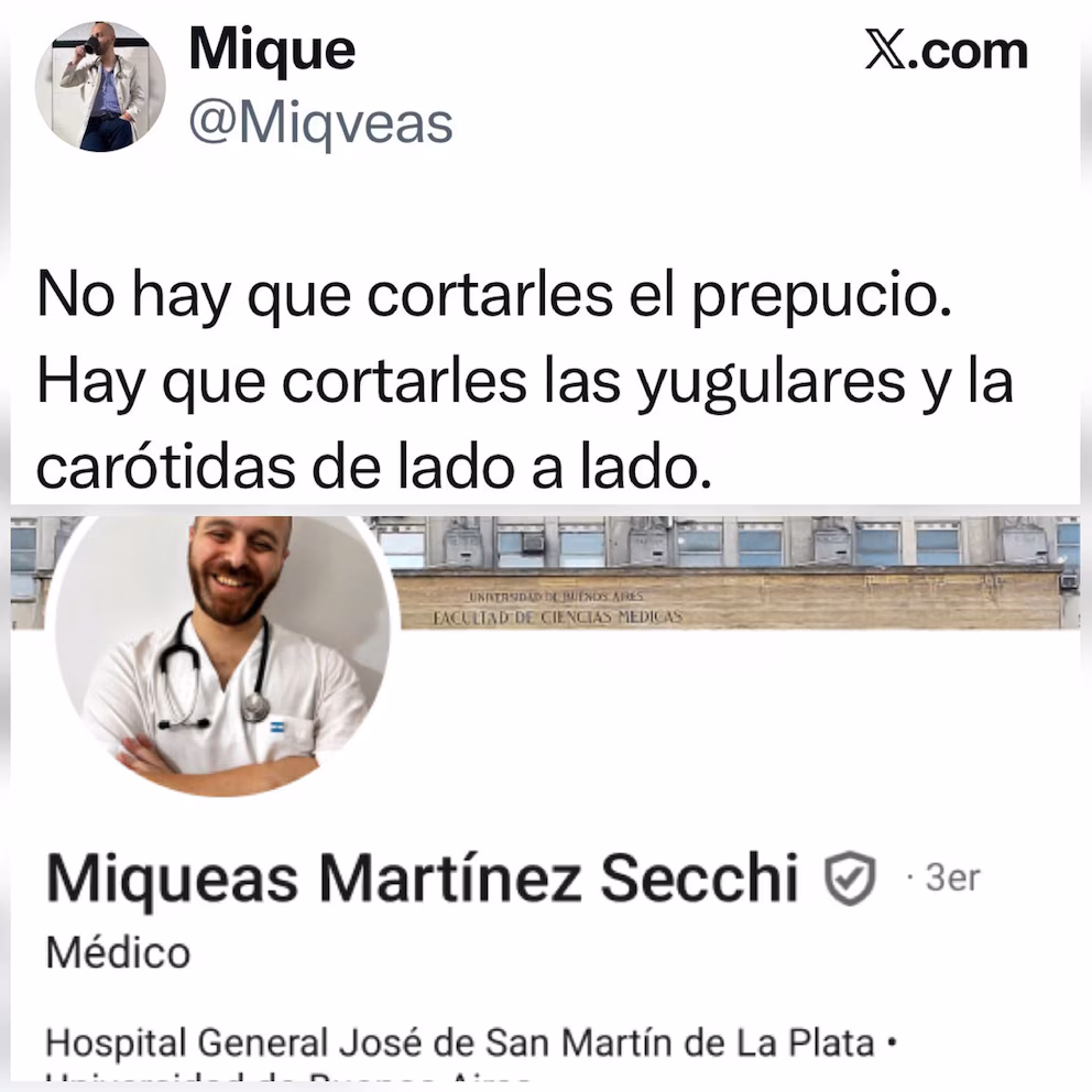 Así eran los posteos antisemitas del residente del Hospital San Martín de La Plata que fue suspendido por el Ministerio de Salud bonaerense. 